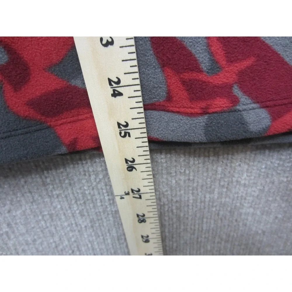 Eddie Bauer Mens Tall TL Fleece Quarter Zip Pullover Red Grey Bird Camo Print